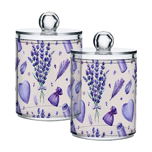 GAIREG Juego de 2 tarros de boticario de algodón de lavanda morada