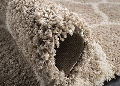 Safavieh Hudson Shag Collection 11' X 15' Beige/Ivory Sgh280S Moroccan Ogee Trellis Non-Shedding Living Room Bedroom Dining Room Entryway Plush 2-Inch Thick Area Rug #TOP4