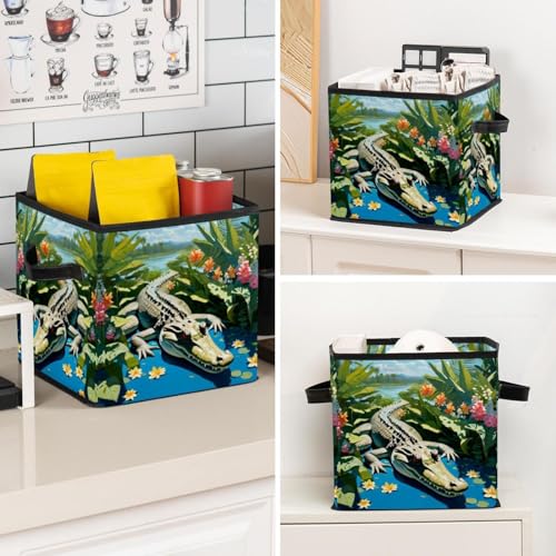 Boîte de rangement pliable crocodile grand cube déco - 8