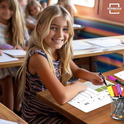 SCRIBBLEDO Base Ten Blocks 9”x12” Small White Board Dry Erase Sheets Math Manipulatives Place Value Number Blocks Math Supplies Teacher Students Classroom Pack of 10 Sheets - Image 8