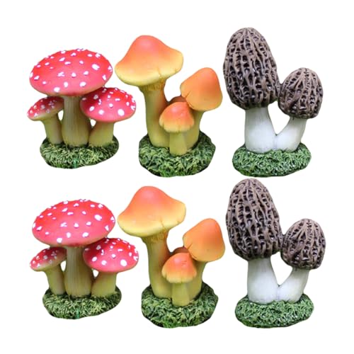 ifundom 6 Pièces Décoration Champignon Figurines de Champignons Décoration Champignons Champignons Figurine Miniature Ornement Miniature Ornement