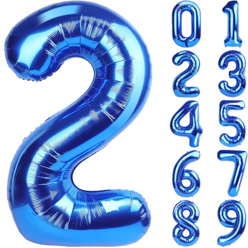 Image of Number Balloons Navy Blue Balloons - Giant Number 10 Balloon, 10 20 30 40 50 Numbers Balloon Birthday Decorations, Blue Party Supplies for Boy Men