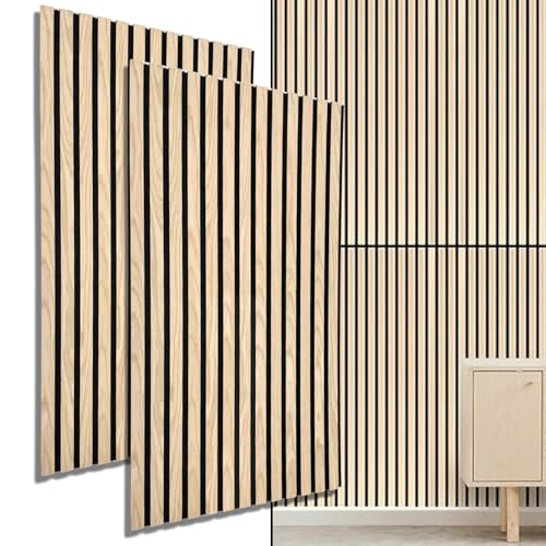 Panneau mural decoratif | Panneau acoustiques 3D lamelles MDF avec feutre 1040x520x15mm - 2 pièces (1,08m²) | Absorbant Tasseaux muraux en bois | Revêtement mural imitation bois