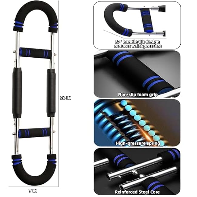 Twister Arm Trainer, 40-100lb Adjustable Chest & Arm Workout Tool, Compact Twister Arm Strengthener, Chest Trainer Equipment for Men, Shoulder Muscle Training Fitness Equipment(Blue)