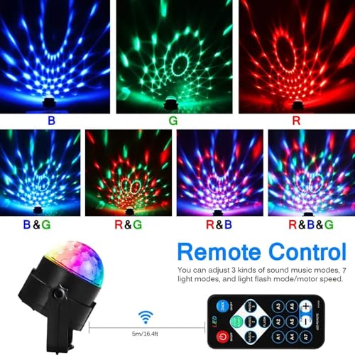 Image of Sound Activated Party Lights with Remote Control Dj Lighting, Disco Ball Light Projected Effect Dancing Lights, Strobe Lamp for Parties Supplies Birthday Christmas Bar KTV Decorations -1-Pack