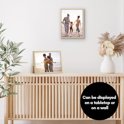 Americanflat 8.5x11 Picture Frame with Shatter-Resistant Glass - Streamline Collection - Thin Border Picture Frame for Tabletop and Wall - Hanging Hardware and Easel Stand Included - Natural Oak