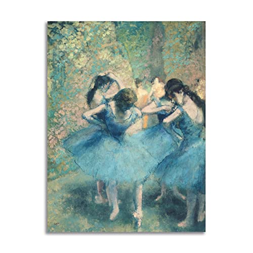 Edgar Degas Canvas Wall Art Dancers In Blue Poster - Famous Painter Fine Art Print Picture for Living Room Bedroom Office Unframed (Dancers In Blue,23x30cm/9x12in)