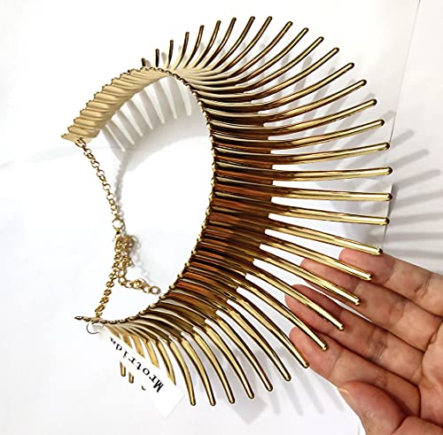 Mrotrida Women's Big African Necklace Adjustable Indian Style Bending Alloy Big Thorn Statement Collar Choker - Image 7