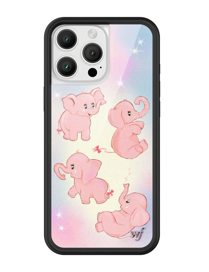 Image of Wildflower Cases - Compatible with iPhone 16 Pro Max | Protective Black Bumper, 6.5ft Drop Test Certified, Women Owned Small Business | Pink Elephants
