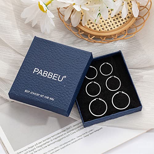 PABBEU Sterling Silver Hoop Earrings, 3 Pair Lightweight Small & Medium Silver Hoop Earrings, Hypoallergenic 20mm & 30mm4