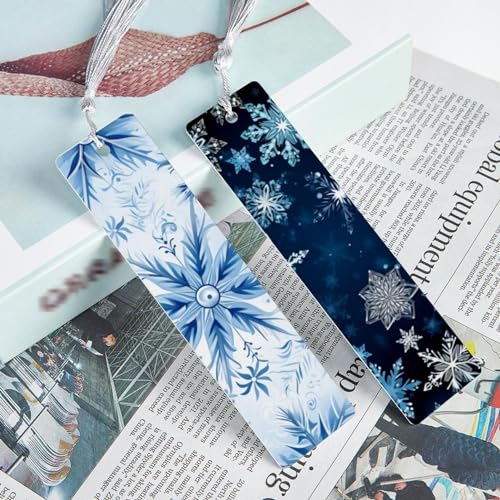 6 marque-pages de Noël flocon de neige : signet de lecture festif et papeterie d'hiver