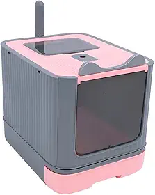 Caixa de Areia Fechada para Gatos Primebox com Pazinha, Banheiro Sanitário com Filtro Anti Odor (Rosa)