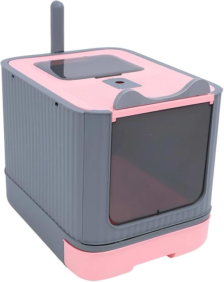 Caixa de Areia Fechada para Gatos Primebox com Pazinha, Banheiro Sanitário com Filtro Anti Odor (Rosa)