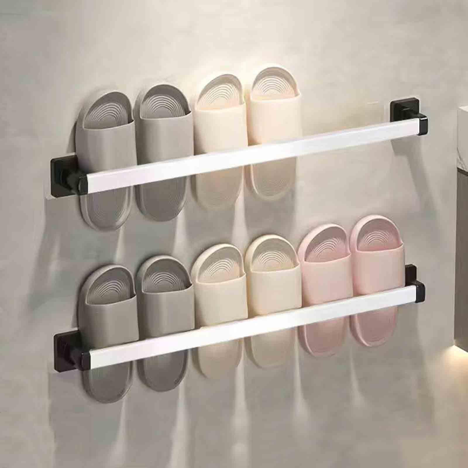 YUANCHUTOP Slim Narrow Shoe Rack - Space-Saving Waterproof Storage Shelf for Small Spaces, Wall-Mounted Towel & Slipper - Portable White 50cm Shoe Racks.