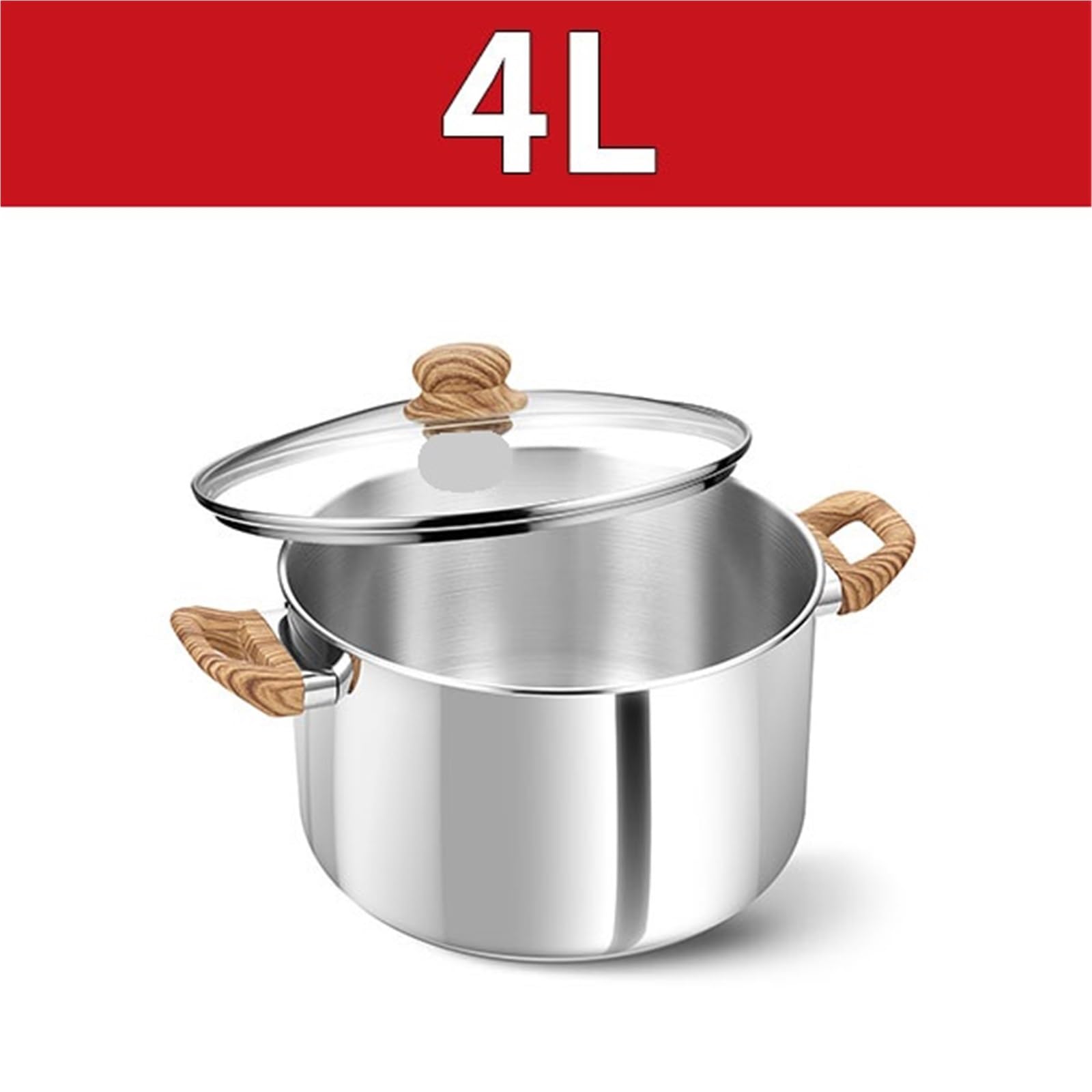Ollas Acero Inoxidable Olla sopera de acero inoxidable 4/6 cuartos con tapa antiadherente for caldo, guisos y espaguetis. Apta for todo tipo cocinas(4L White)