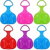Jerify 6 Pcs Snow Sled for Kids Large Plastic Skiing Board with Handle Portable Winter Skiing Boards for Snow Grass Sand Saucer Sled Luge