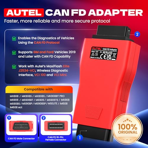 Autel CAN FD CANFD Adapter for GM MY2020 Vehicles, 2026 Compatible with Autel Scanner Diagnostic Scan Tool MaxiCOM MK808S MX808S DS808 Maxisys Elite 908 Series Models W/CAN FD Protocol (100% Original) - Image 3