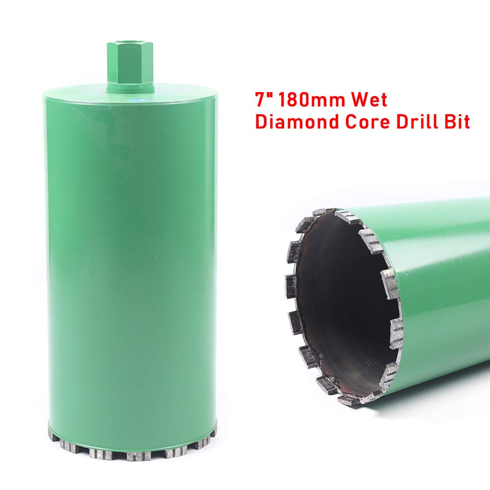 7-calowe diamentowe wiertło rdzeniowe na mokro – gwint 2,5–0,6 cm, głębokość 34,3 cm, do betonu, cegły, muru (zielone)