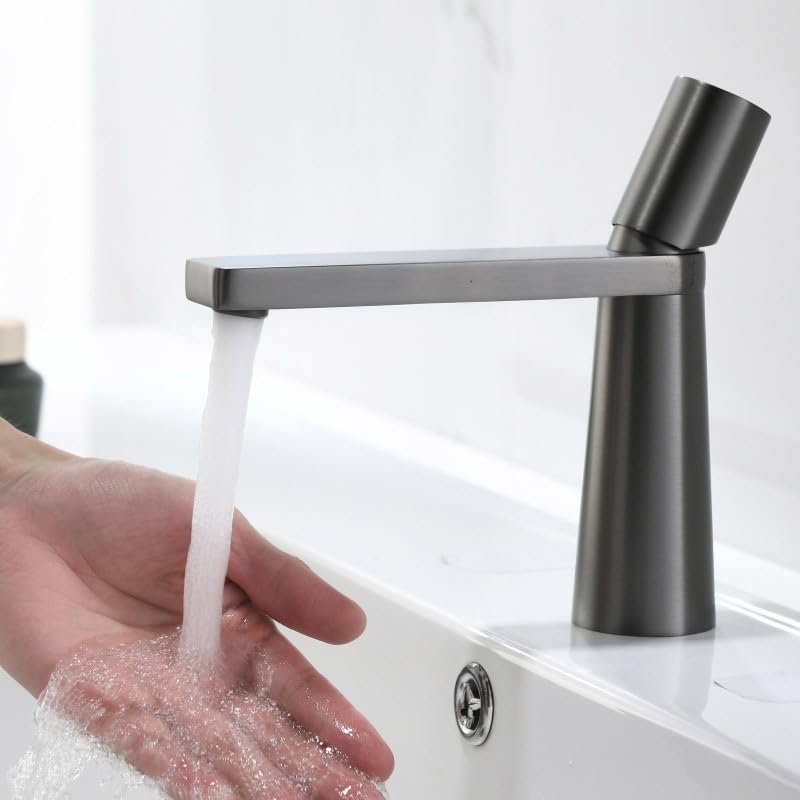 Robinet de lavabo gris en laiton mitigeur eau chaude froide