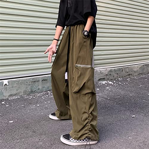 Ms Shea May Wide Leg Cargo Pants Punk Baggy Drawstring Trousers Harajuku Fashion Wide Straight Leg Sweatpants Joggers A Army Green #TOP3