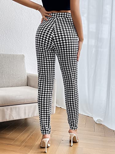 Women's Plaid Print Button Detail Pants2