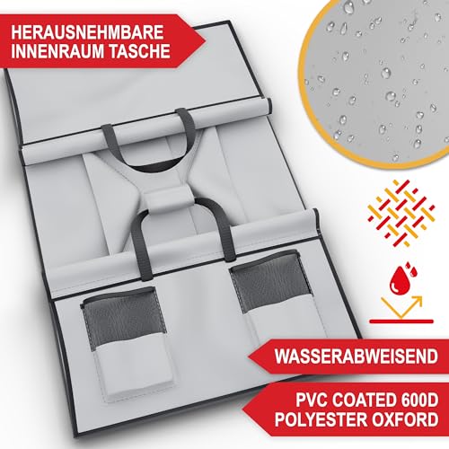 ONBEST Bollerwagen faltbar - Plus Regenschutz - Faltbollerwagen - Bollerwagen Für viele Anwendungen - Outdoor - klappbarer Transportwagen klappbar (Grau)