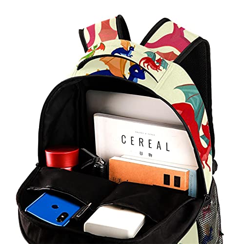 Sac à dos d'écolier dinosaure pour ordinateur portable 14 pouces multicolore