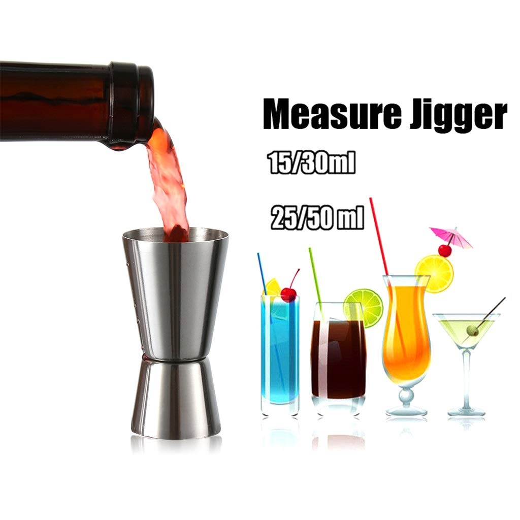 Shaker à Cocktail en Acier Inoxydable 15/30 ML ou 25/50 ML, Tasse à mesurer, doseur de Boisson, Gadget de Cuisine (25 et 50 ML) (Une Couleur 15 et 30 ML)