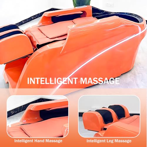 HHEvergreenEnsemble Shampoo Bed- Massage Table with Orange Light Luxury Style, Spa Beauty Bed and Head Spa Equipment with Massage Design Includes Water Cycle, Ambient Light, Glass Steel Shampoo Basin - Image 4