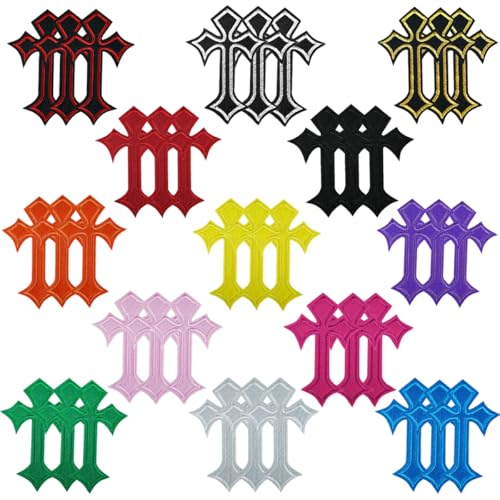 39 Pcs Cross Patches, Iron On Patches for Clothes Decorative Repair Cross Applique DIY Iron On Patch, Embroidery Decorative for Clothing Jeans Hats Shirts Jackets Backpacks