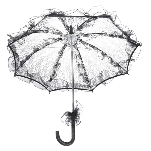LYXYGMV Accesorios de paraguas encaje, 56cm largo, 58cm diámetro, bordes lisos negros, accesorios for sesión fotos nupciales boda Para Decoración