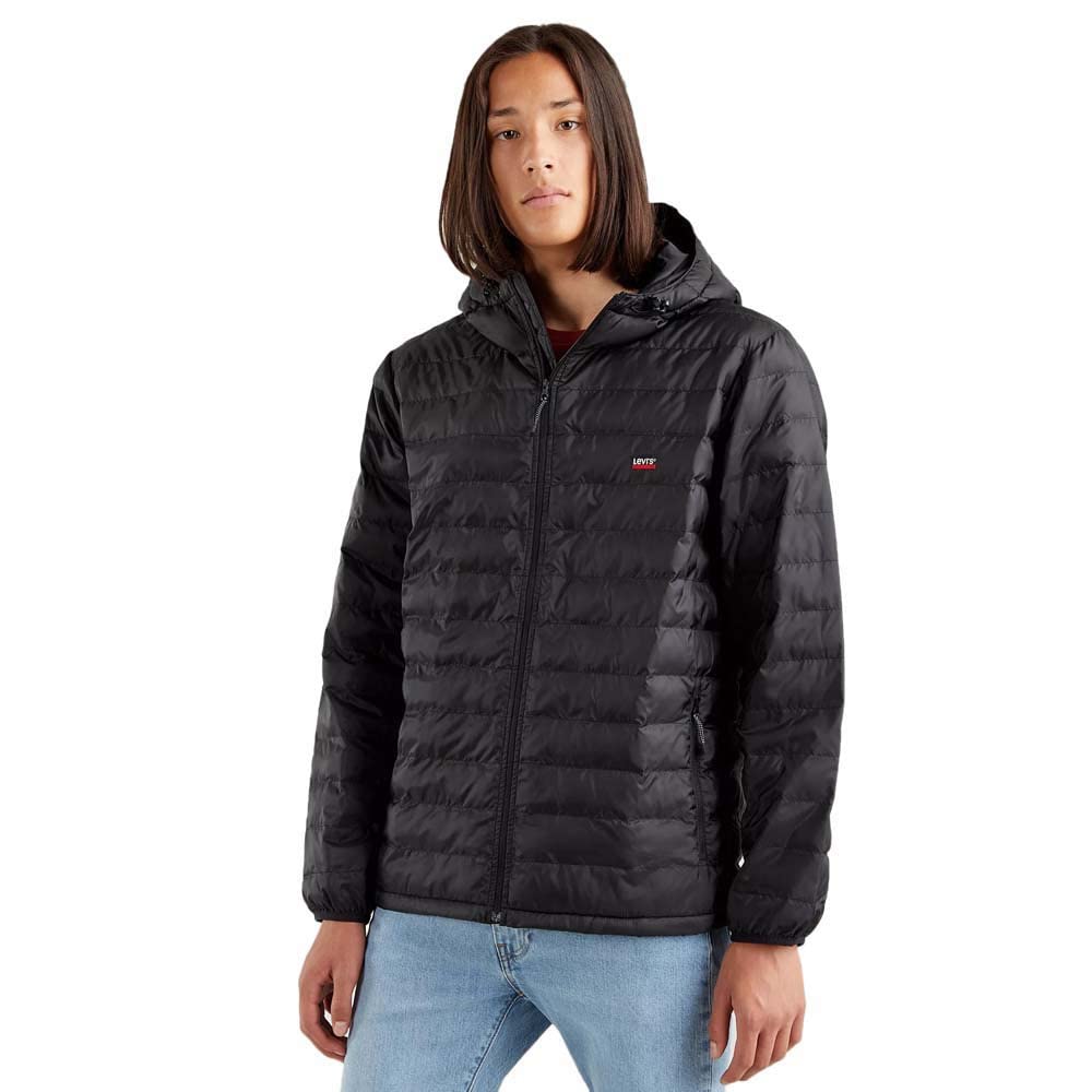 Levi's Men's Presidio Packable Hooded Lightweight Jacket Mineral Black (Black) M -