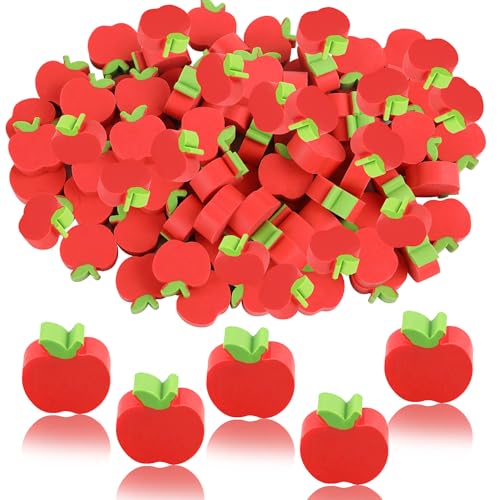 FOIMAS 72pcs Mini Apple Erasers Back to School Rubber Erasers for Students Back to School First Day of School Teachers Classroom Supplies Reward Prizes