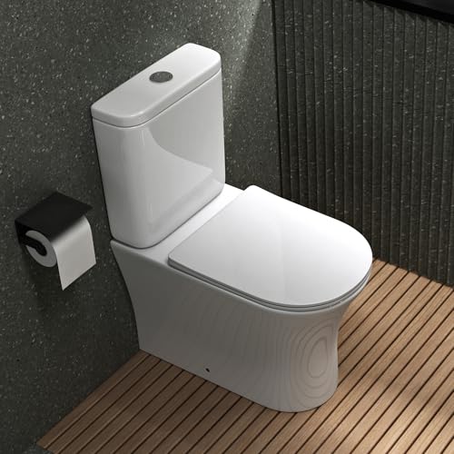 Mai & Mai Stand-WC Aachen304T aus Keramik spülrandloses-WC Weiß bodenstehende-Toilette inkl.Spülkasten