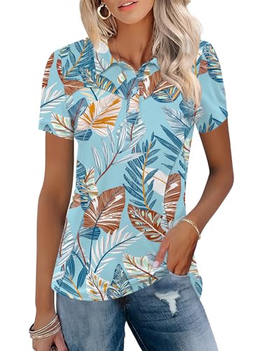 Image of TFSDOD Womens Golf Polo Shirts Collared Short Sleeve T Shirt Lightweight Moisture Wicking Polo Casual 3 Buttons Outfits