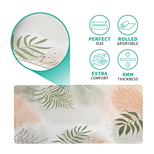 Boho Large Gaming Mouse Pad Kawaii Mousepad Matcha Green Plant Abstract Desk Pad Women Pink Mouse Mat Desk Mat Keyboard Mat For Desktop Gamer Girl Accessories Office Accessories, 31.5 X 11.8 Inch #TOP5
