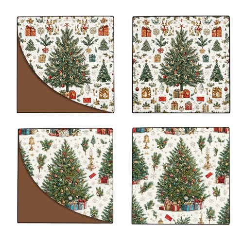 Image of 2Pcs Vintage Christmas Tree Corner Bookmarks, Handmade PU Leather Page Corner Protectors, Retro Holiday Art Stationery Gift for Book Lovers, Kids, Teachers, Reading Accessories 3.54 inch