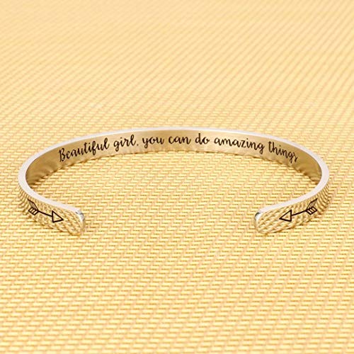M Mooham Easter Gifts For Teen Girls Women-Teen Girls Bracelet Inspirational Gifts, Teenage Girls Bracelet Jewelry Graduation Gifts For Her, Beautiful Girls You Can Do Amazing Things #TOP2