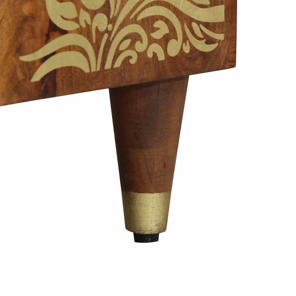 Mueble TV de madera mango macizo con puertas batientes y asas de latón