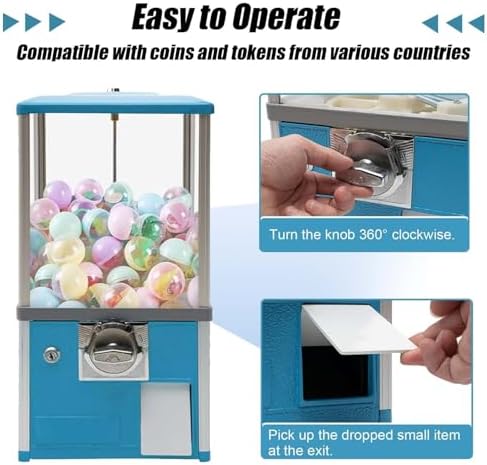 Large Gashapon Capsule Toy Machine, Coin-Operated Candy Dispenser, Rotating Vending Machine for Shopping Malls, Game Halls & Arcades - Blue