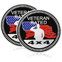 2PCS Veteran Badge Rated Car Emblem, 3D Car Badges Round Emblem Decals, 4 x 4 Metal Automotive Badge Decal Stickers, Car Exterior Accessories for Cars, Trucks, SUVs