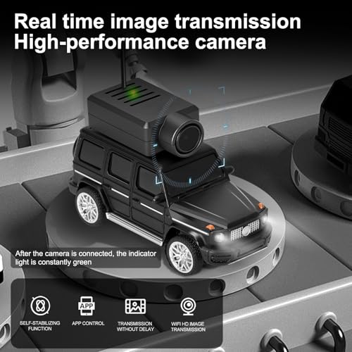 Image of Wltoys 1:64 FPV RC Drift Car, 720P WiFi APP, 2.4GHz Gyro (Black) | HD Zero‑lag Camera, 3 Speeds & Suspension. Dual LED Lights. Smooth on Carpets /Tiles. APP Photo /Video /VR for Hobbyists