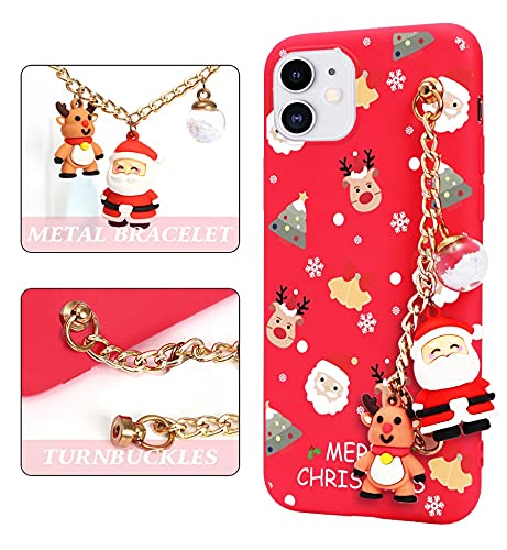 Coiwxmoi 2 Pièces Noël Coque Pour IPhone 11 Avec Christmas Carreaux Neige Motif Aesthetic Mignon Wapiti Design Femme Cadeaux Étui, Housse Silicone TPU Case Cover Pour IPhone 11 6,1",Snowflake