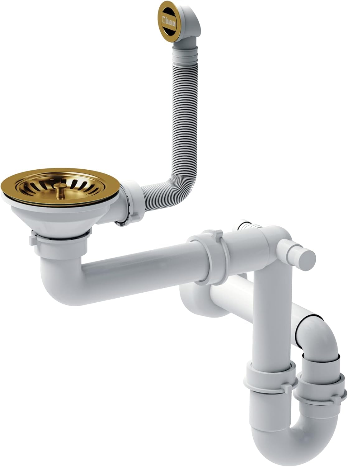 QUADRON Fregadero de un seno Fregadero de granito cocina | tamaño 70 x 37 x 23,5 cm Color: Topo suave y acero | Fregadero LOGAN 110 | Fregadero bajo encimera Base de armario a partir de 80 cm