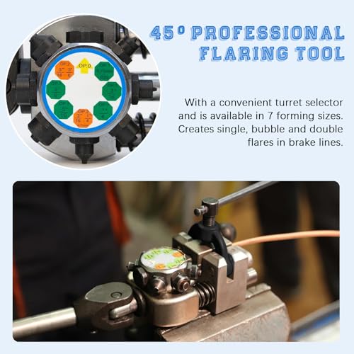 JAOGAUS Bremsleitung Bördelgerät, 45 Grad Bördelgerät Bremsleitung, Bördelwerkzeug für Bremsleitungen, für Einzel-, Blasen- und Doppelbördelgerät (Ø 4,75mm/6,35mm/8mm/9,5mm) Hydraulisches Bördelgerät