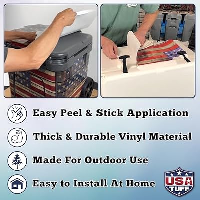 USATuff Vinyl Cooler Lid Kit Compatible with YETI | Easy Peel & Stick Application Cooler Skin Decal Wrap | Durable Pre-Cut Pieces | Made for Outdoor Use - Pirate Flag