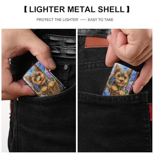 Estuche de encendedor clásico de cobre con diseño Puppy miniatura 3
