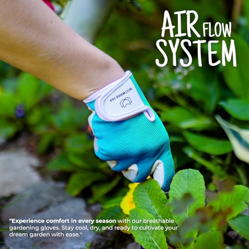 WESTWOOD FOX Gants de jardinage hommes/femmes, Gréeur à l'épreuve des épines Gants de travail, Écran tactile, Respirant, Gants de travail de sécurité légers, qualité Premium (Cyan, M) – vue 3