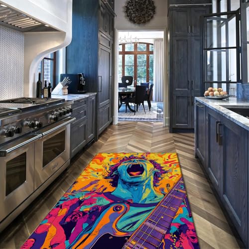 Tapis pop art salon guitare style graffiti abstrait 60x90cm