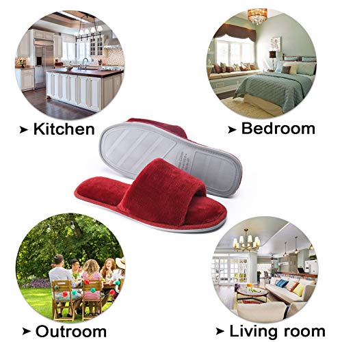 Image of DL Open Toe Slippers for women Indoor, Cozy Memory Foam Womens House Slippers Summer Slip On, Comfy Soft Flannel Womens Bedroom Slippers Slide Breathable Size 5-6 7-8 9-10